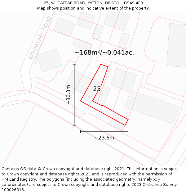 25, WHEATEAR ROAD, YATTON, BRISTOL, BS49 4FR: Plot and title map