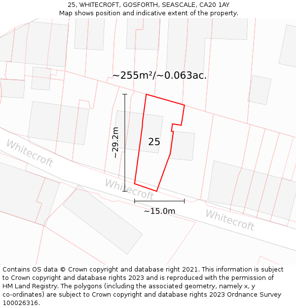 25, WHITECROFT, GOSFORTH, SEASCALE, CA20 1AY: Plot and title map