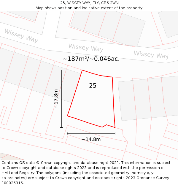 25, WISSEY WAY, ELY, CB6 2WN: Plot and title map
