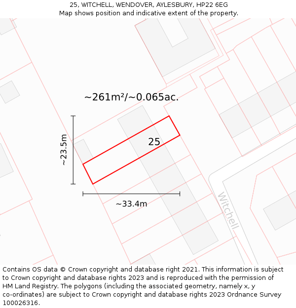 25, WITCHELL, WENDOVER, AYLESBURY, HP22 6EG: Plot and title map