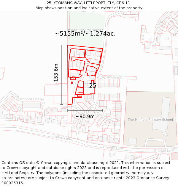 25, YEOMANS WAY, LITTLEPORT, ELY, CB6 1FL: Plot and title map