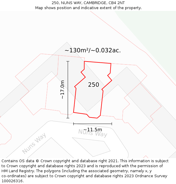 250, NUNS WAY, CAMBRIDGE, CB4 2NT: Plot and title map