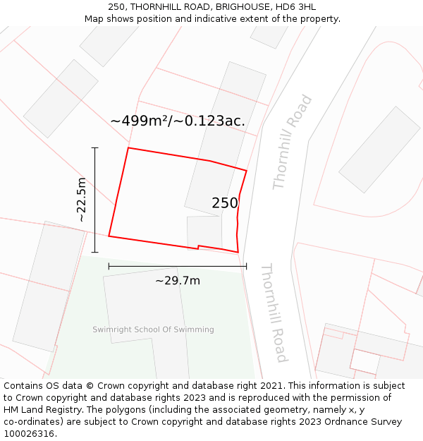 250, THORNHILL ROAD, BRIGHOUSE, HD6 3HL: Plot and title map