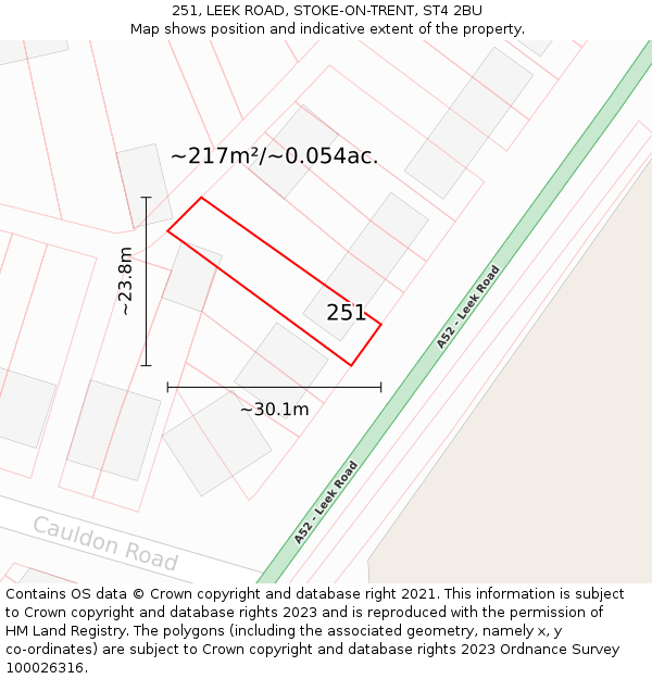 251, LEEK ROAD, STOKE-ON-TRENT, ST4 2BU: Plot and title map