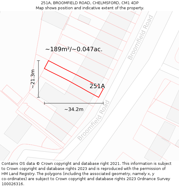 251A, BROOMFIELD ROAD, CHELMSFORD, CM1 4DP: Plot and title map
