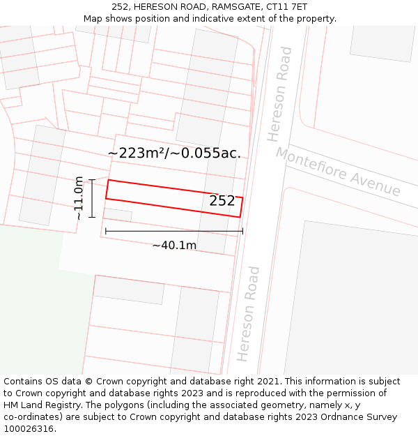 252, HERESON ROAD, RAMSGATE, CT11 7ET: Plot and title map