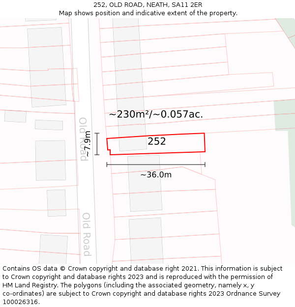 252, OLD ROAD, NEATH, SA11 2ER: Plot and title map