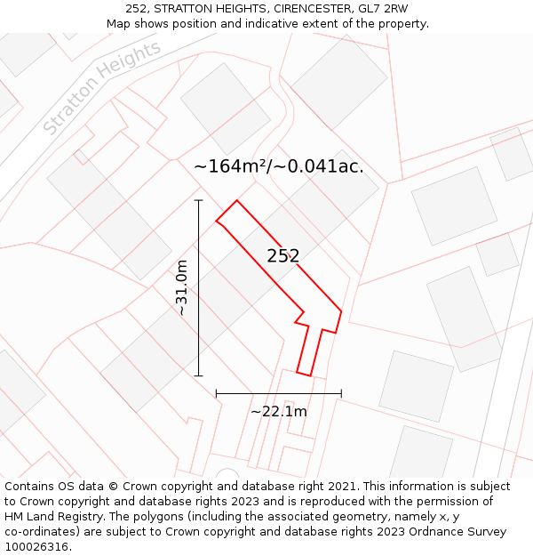 252, STRATTON HEIGHTS, CIRENCESTER, GL7 2RW: Plot and title map