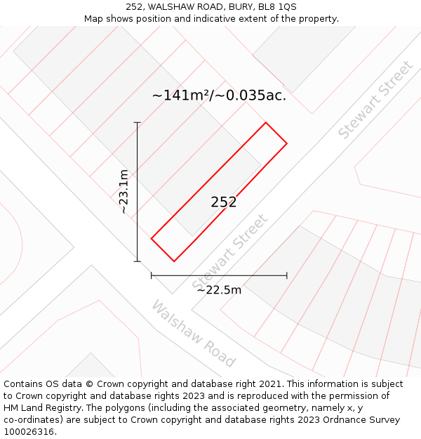 252, WALSHAW ROAD, BURY, BL8 1QS: Plot and title map