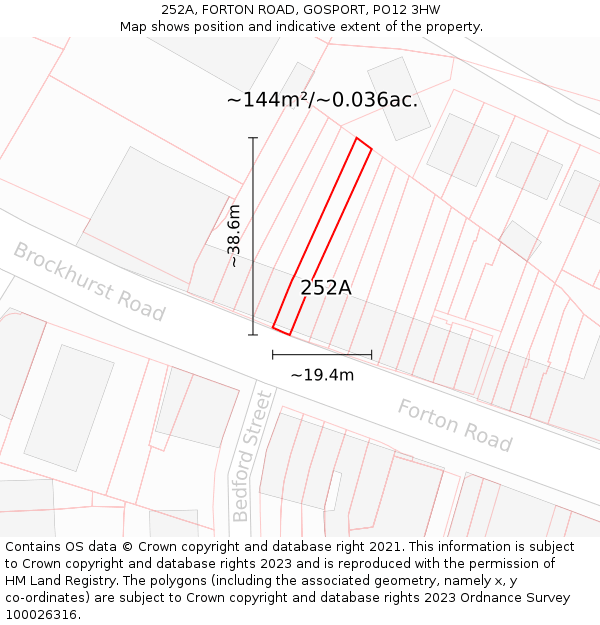 252A, FORTON ROAD, GOSPORT, PO12 3HW: Plot and title map