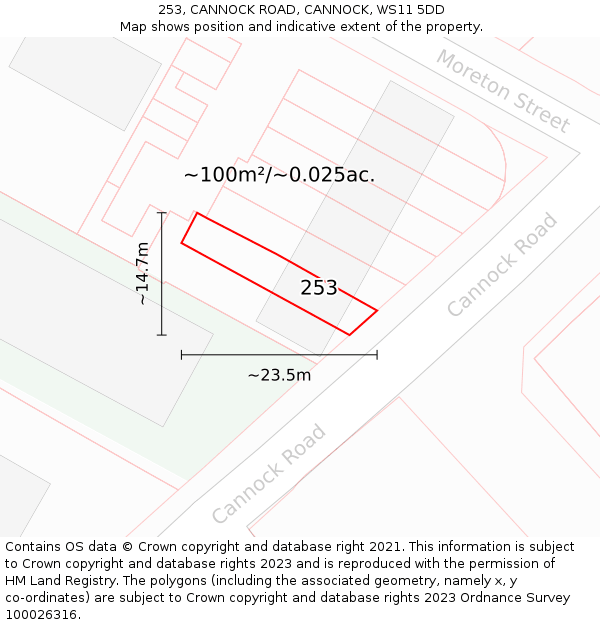 253, CANNOCK ROAD, CANNOCK, WS11 5DD: Plot and title map