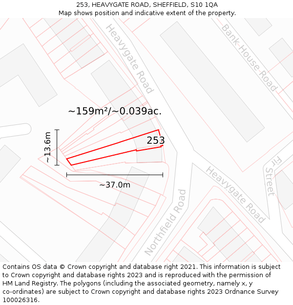 253, HEAVYGATE ROAD, SHEFFIELD, S10 1QA: Plot and title map