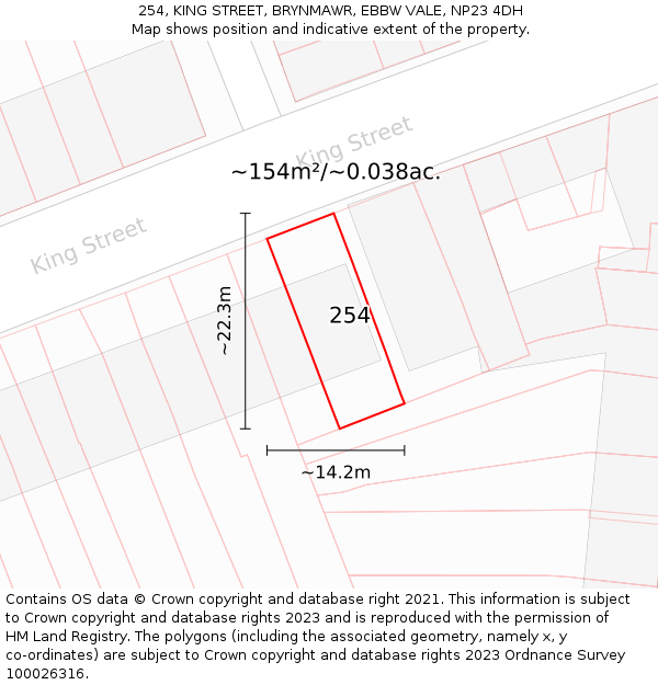 254, KING STREET, BRYNMAWR, EBBW VALE, NP23 4DH: Plot and title map