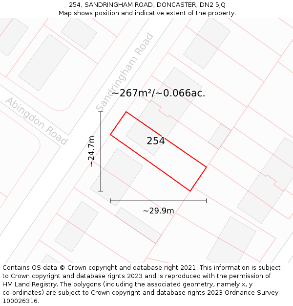 254, SANDRINGHAM ROAD, DONCASTER, DN2 5JQ: Plot and title map