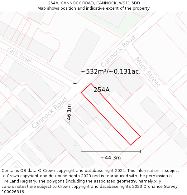 254A, CANNOCK ROAD, CANNOCK, WS11 5DB: Plot and title map