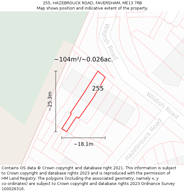 255, HAZEBROUCK ROAD, FAVERSHAM, ME13 7RB: Plot and title map