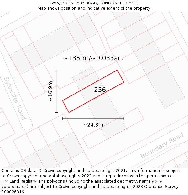 256, BOUNDARY ROAD, LONDON, E17 8ND: Plot and title map