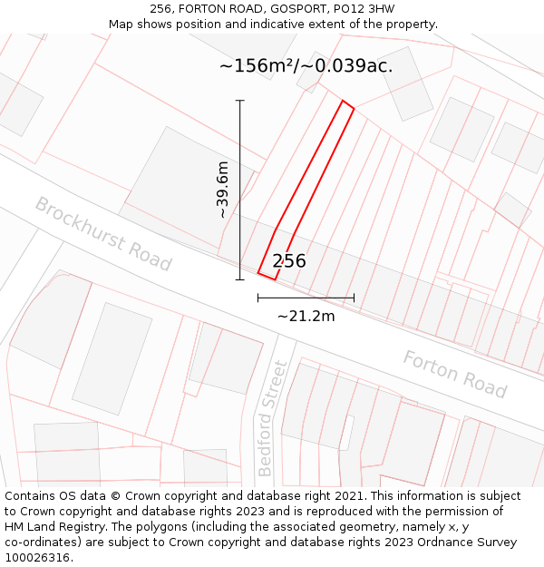 256, FORTON ROAD, GOSPORT, PO12 3HW: Plot and title map