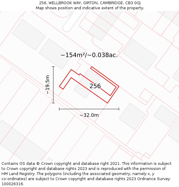 256, WELLBROOK WAY, GIRTON, CAMBRIDGE, CB3 0GJ: Plot and title map