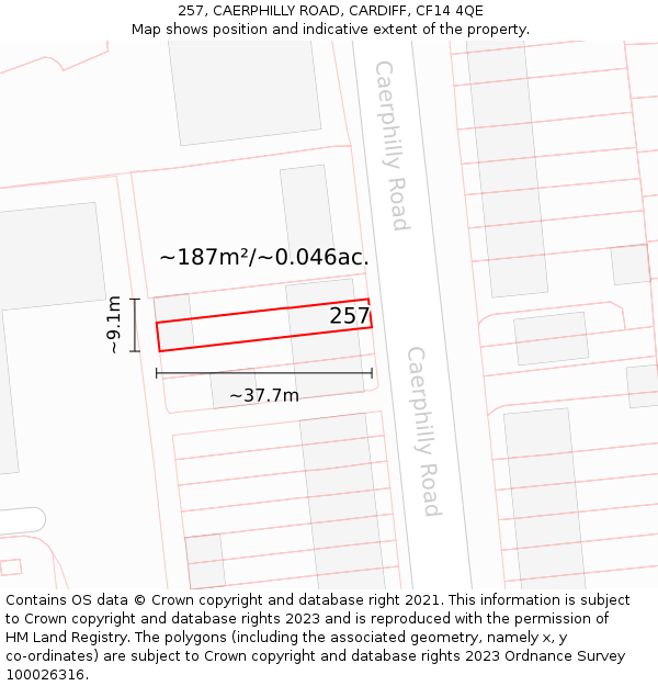 257, CAERPHILLY ROAD, CARDIFF, CF14 4QE: Plot and title map