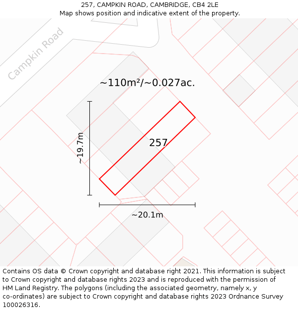 257, CAMPKIN ROAD, CAMBRIDGE, CB4 2LE: Plot and title map
