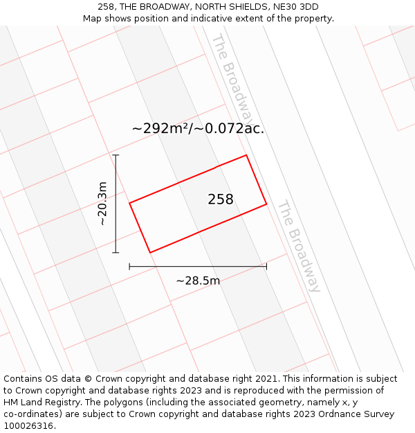 258, THE BROADWAY, NORTH SHIELDS, NE30 3DD: Plot and title map