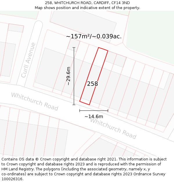 258, WHITCHURCH ROAD, CARDIFF, CF14 3ND: Plot and title map