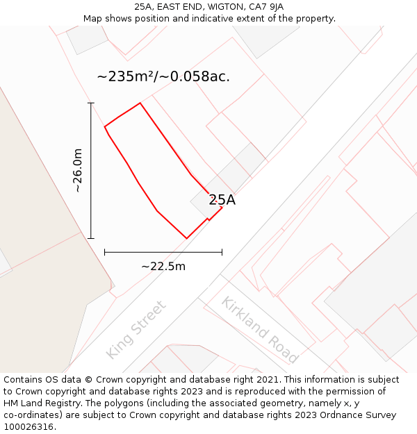 25A, EAST END, WIGTON, CA7 9JA: Plot and title map