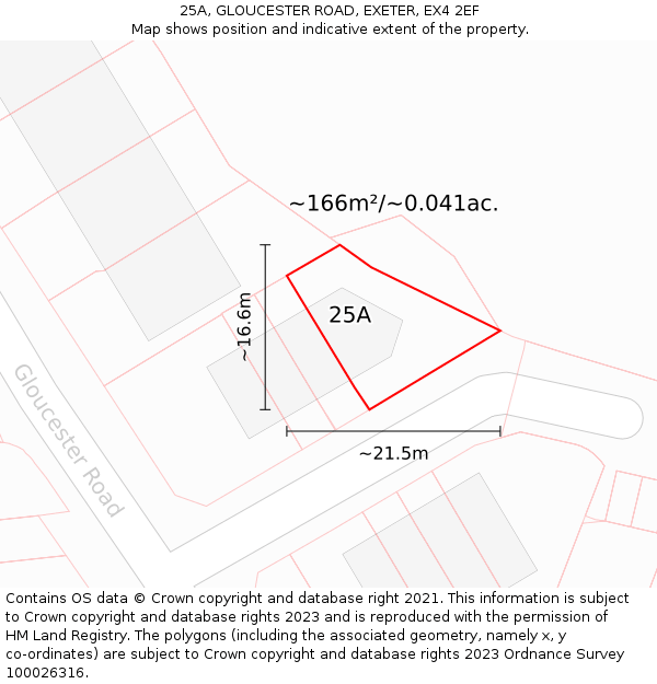25A, GLOUCESTER ROAD, EXETER, EX4 2EF: Plot and title map