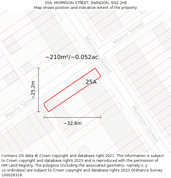 25A, MORRISON STREET, SWINDON, SN2 2HE: Plot and title map