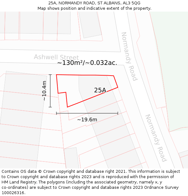 25A, NORMANDY ROAD, ST ALBANS, AL3 5QG: Plot and title map