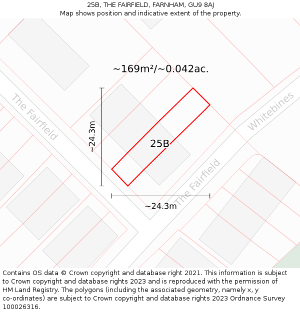 25B, THE FAIRFIELD, FARNHAM, GU9 8AJ: Plot and title map