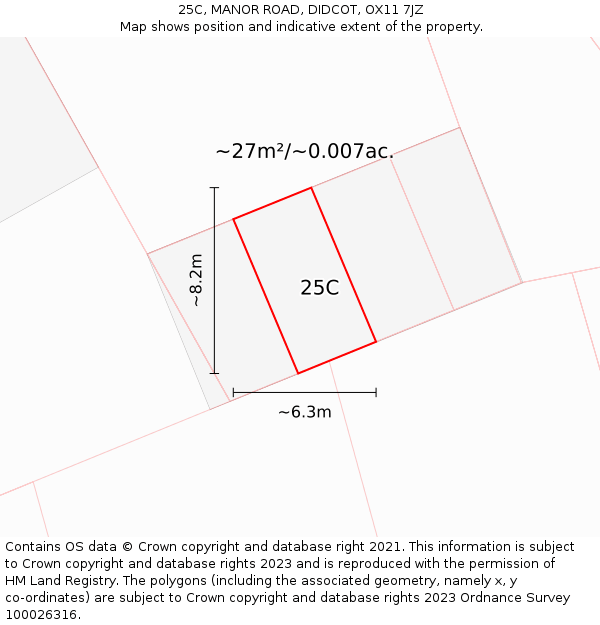 25C, MANOR ROAD, DIDCOT, OX11 7JZ: Plot and title map