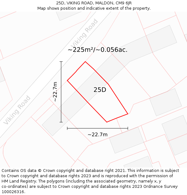 25D, VIKING ROAD, MALDON, CM9 6JR: Plot and title map