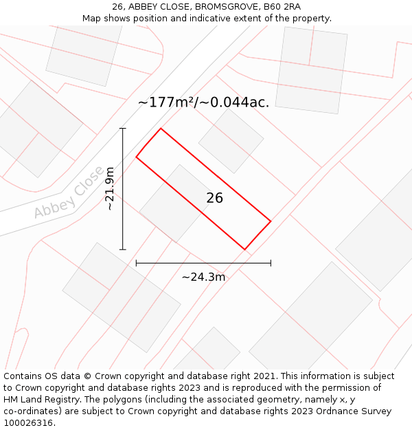26, ABBEY CLOSE, BROMSGROVE, B60 2RA: Plot and title map