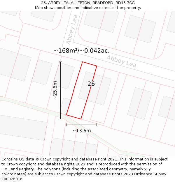 26, ABBEY LEA, ALLERTON, BRADFORD, BD15 7SG: Plot and title map
