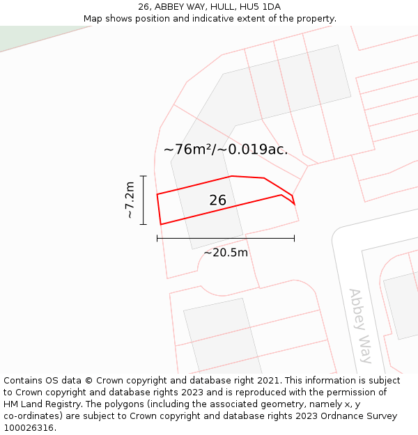 26, ABBEY WAY, HULL, HU5 1DA: Plot and title map