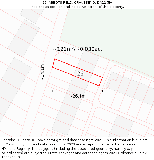 26, ABBOTS FIELD, GRAVESEND, DA12 5JA: Plot and title map