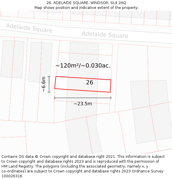 26, ADELAIDE SQUARE, WINDSOR, SL4 2AQ: Plot and title map