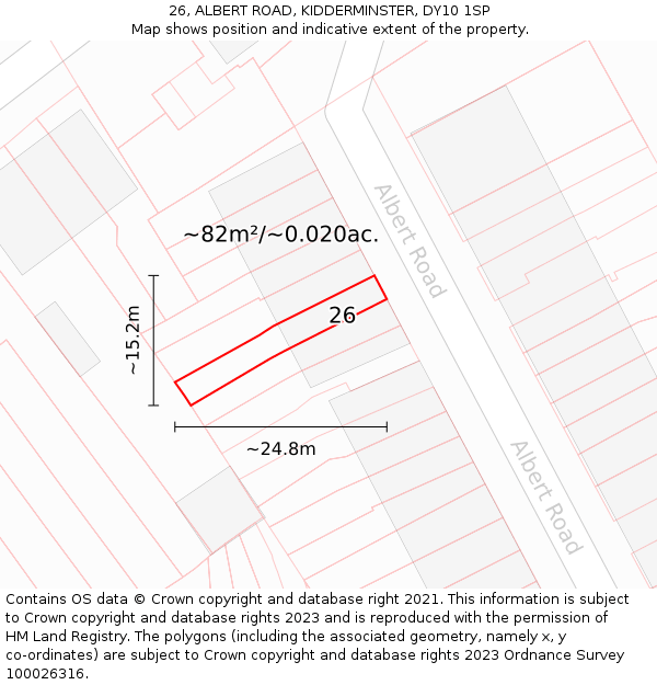 26, ALBERT ROAD, KIDDERMINSTER, DY10 1SP: Plot and title map