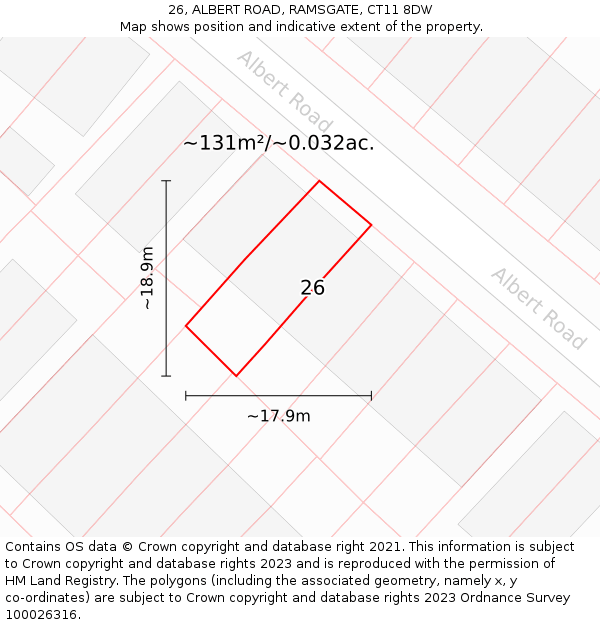 26, ALBERT ROAD, RAMSGATE, CT11 8DW: Plot and title map