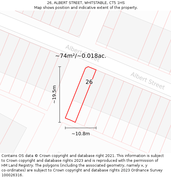 26, ALBERT STREET, WHITSTABLE, CT5 1HS: Plot and title map