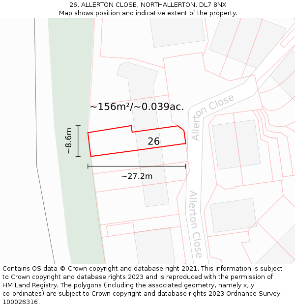 26, ALLERTON CLOSE, NORTHALLERTON, DL7 8NX: Plot and title map