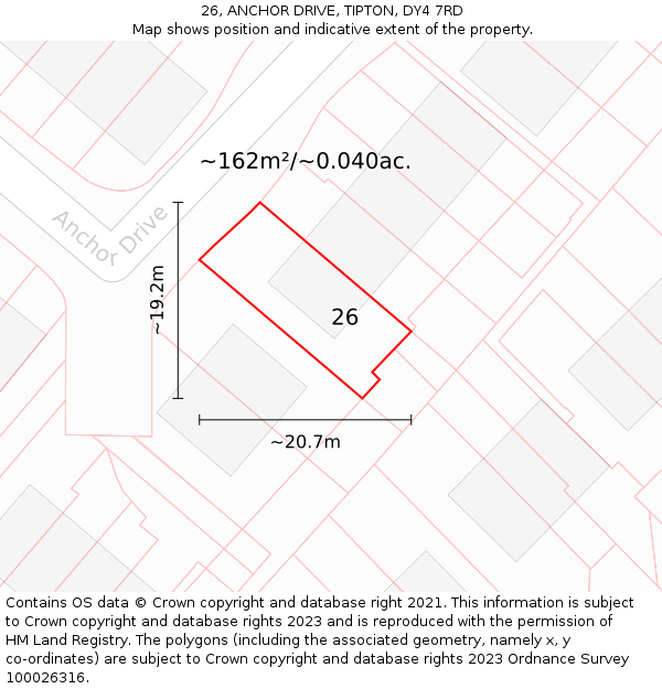 26, ANCHOR DRIVE, TIPTON, DY4 7RD: Plot and title map