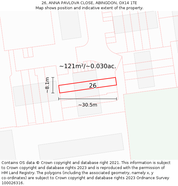 26, ANNA PAVLOVA CLOSE, ABINGDON, OX14 1TE: Plot and title map