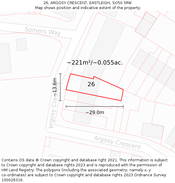 26, ARGOSY CRESCENT, EASTLEIGH, SO50 5RW: Plot and title map