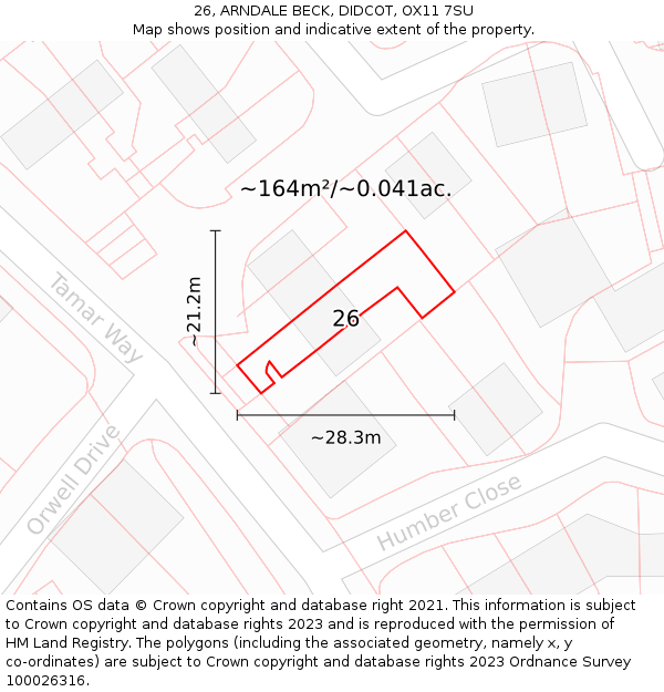 26, ARNDALE BECK, DIDCOT, OX11 7SU: Plot and title map