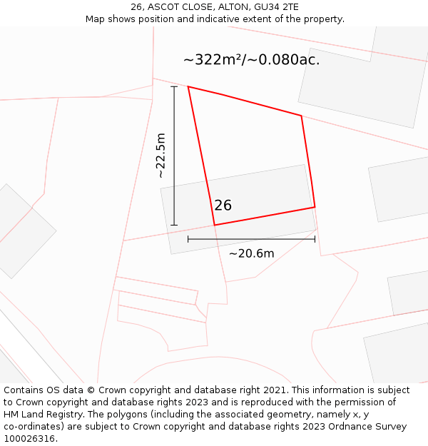 26, ASCOT CLOSE, ALTON, GU34 2TE: Plot and title map