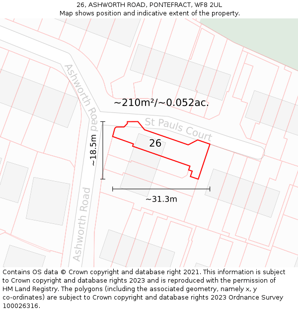 26, ASHWORTH ROAD, PONTEFRACT, WF8 2UL: Plot and title map