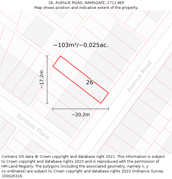 26, AVENUE ROAD, RAMSGATE, CT11 8EP: Plot and title map